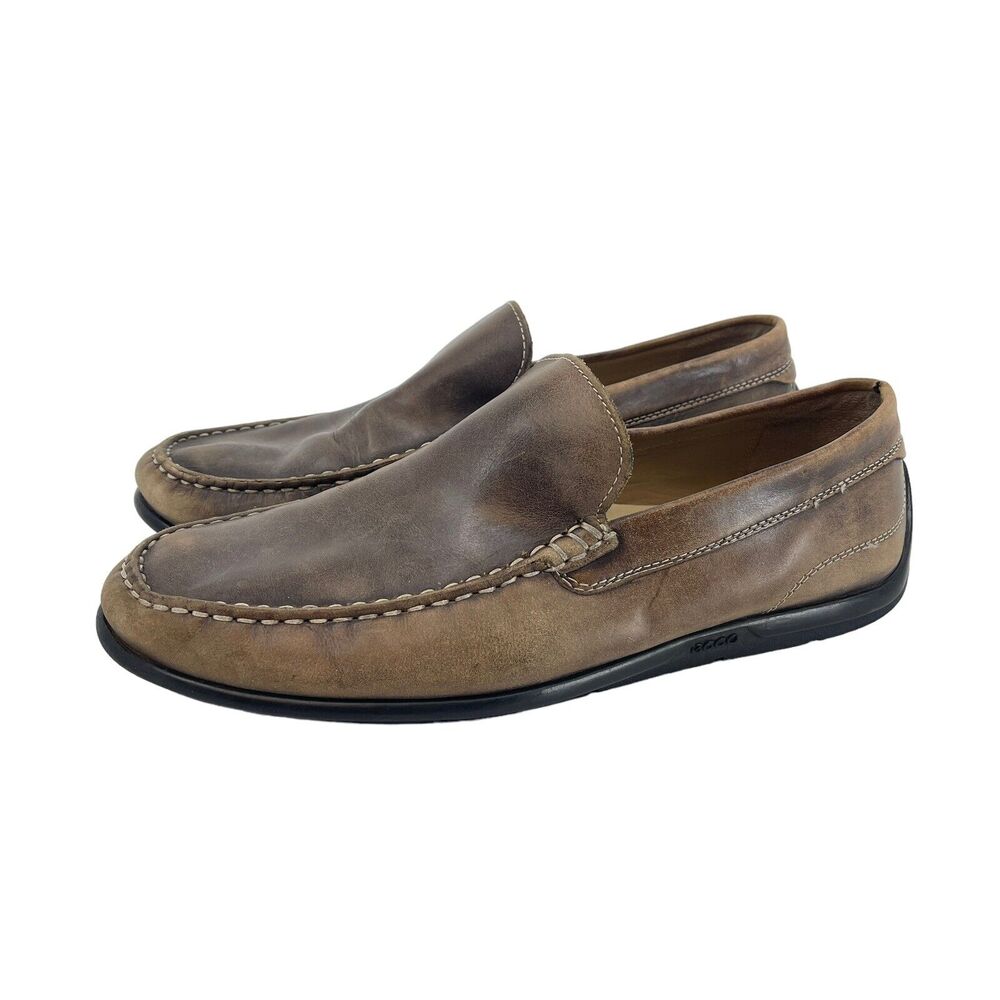 Ecco Men's 9 - 9.5 Brown Leather Driving Loafers Slip On Shoes EU Size 43